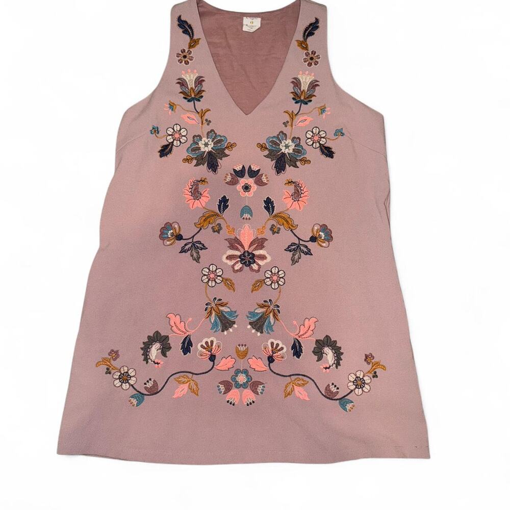 By Together Blush Pink Floral Embroidered V-neck Sleeveless Dress
